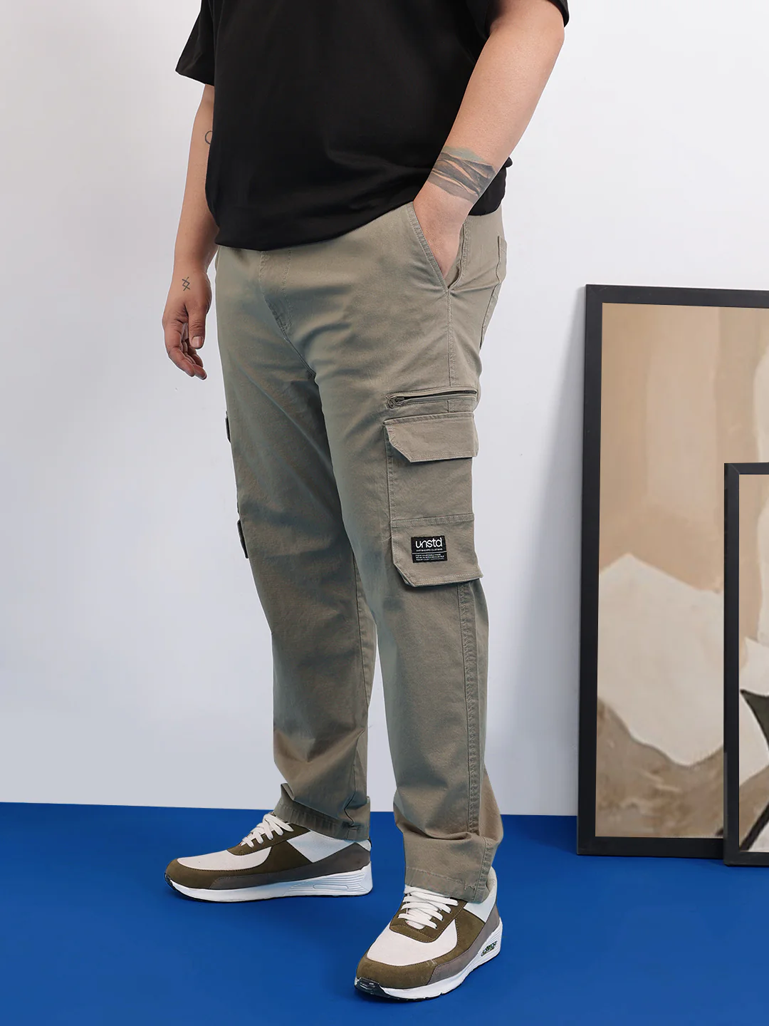 6 Pocket Zipper Cotton Stretch Plus Size Cargo - Image 8