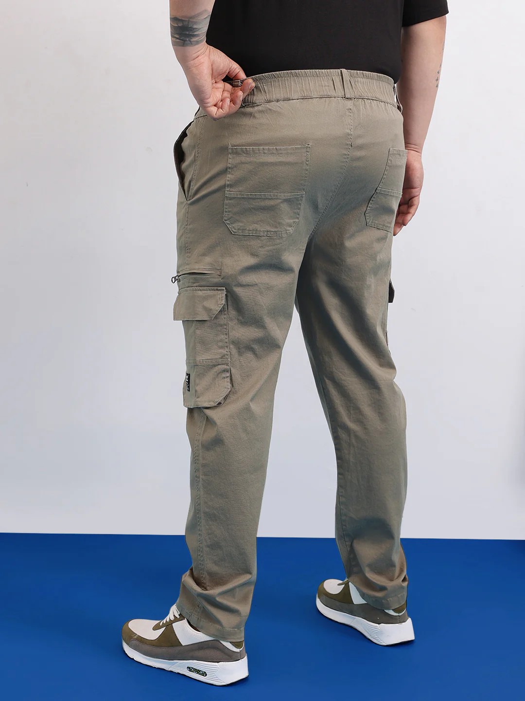 6 Pocket Zipper Cotton Stretch Plus Size Cargo - Image 13