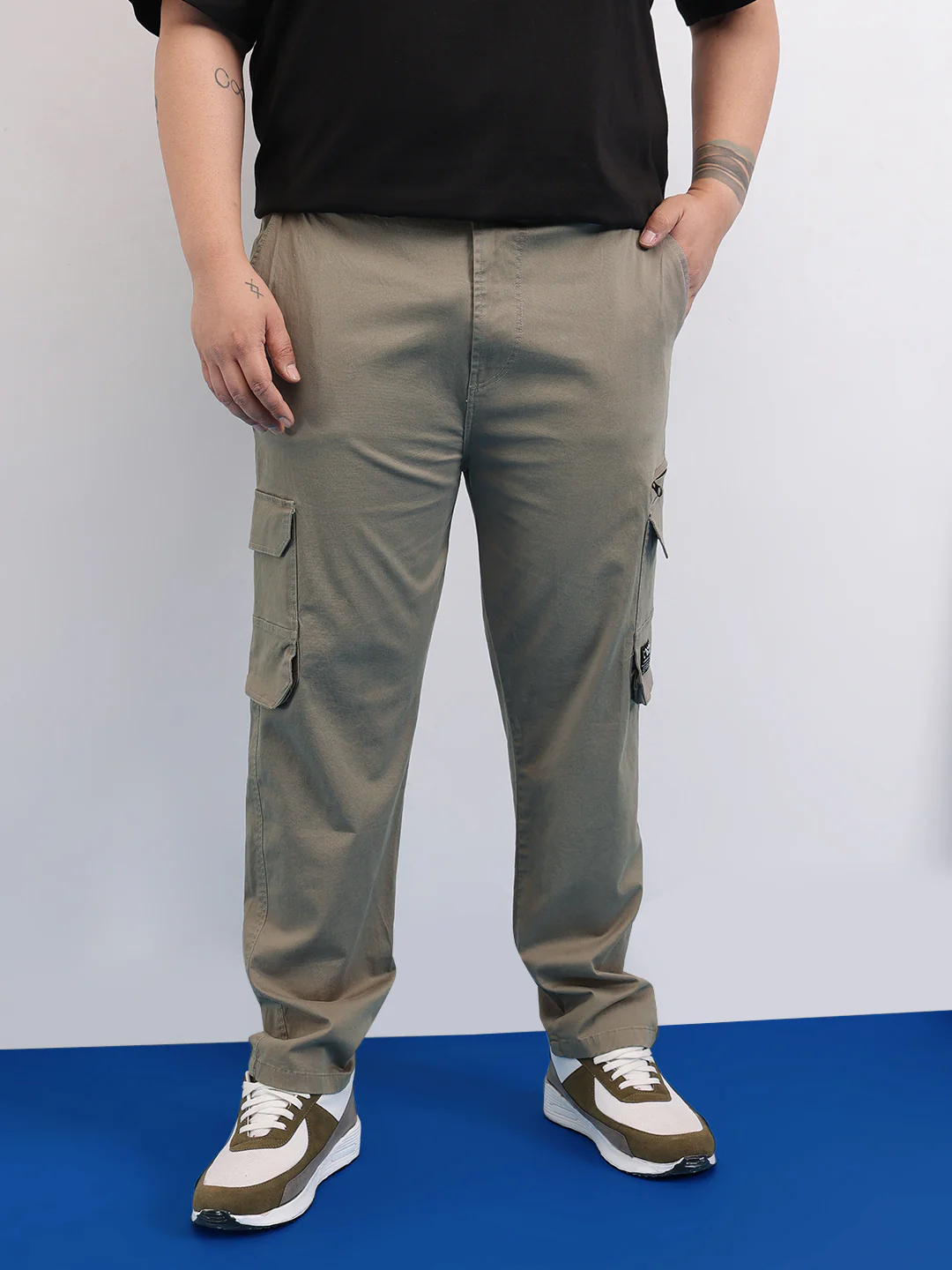 6 Pocket Zipper Cotton Stretch Plus Size Cargo - Image 15