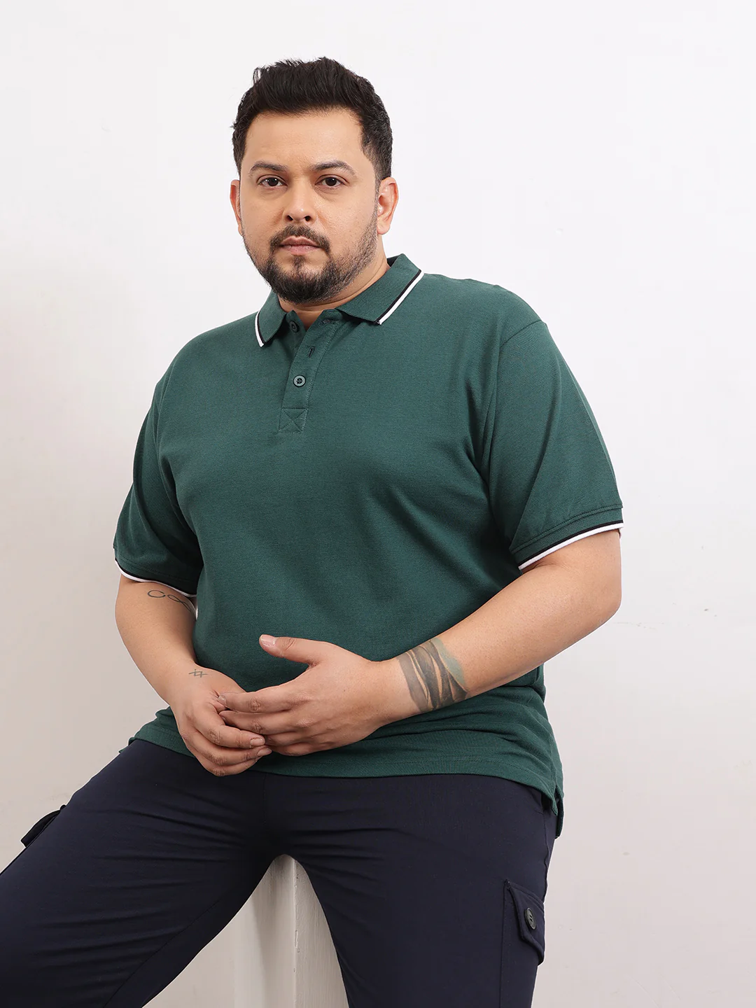 Cotton Tipping Plus size polo T-shirt - Image 19