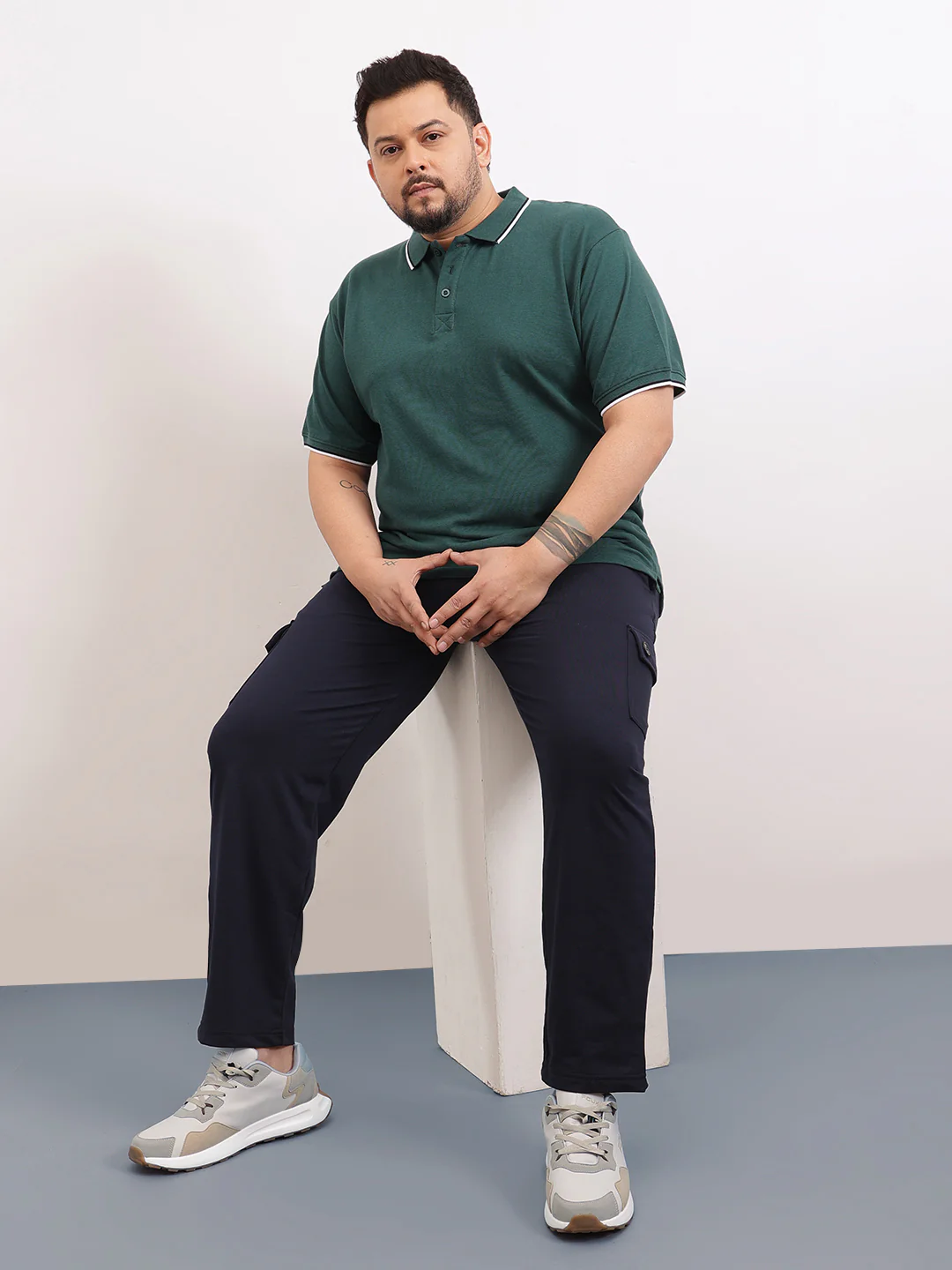 Cotton Tipping Plus size polo T-shirt - Image 22