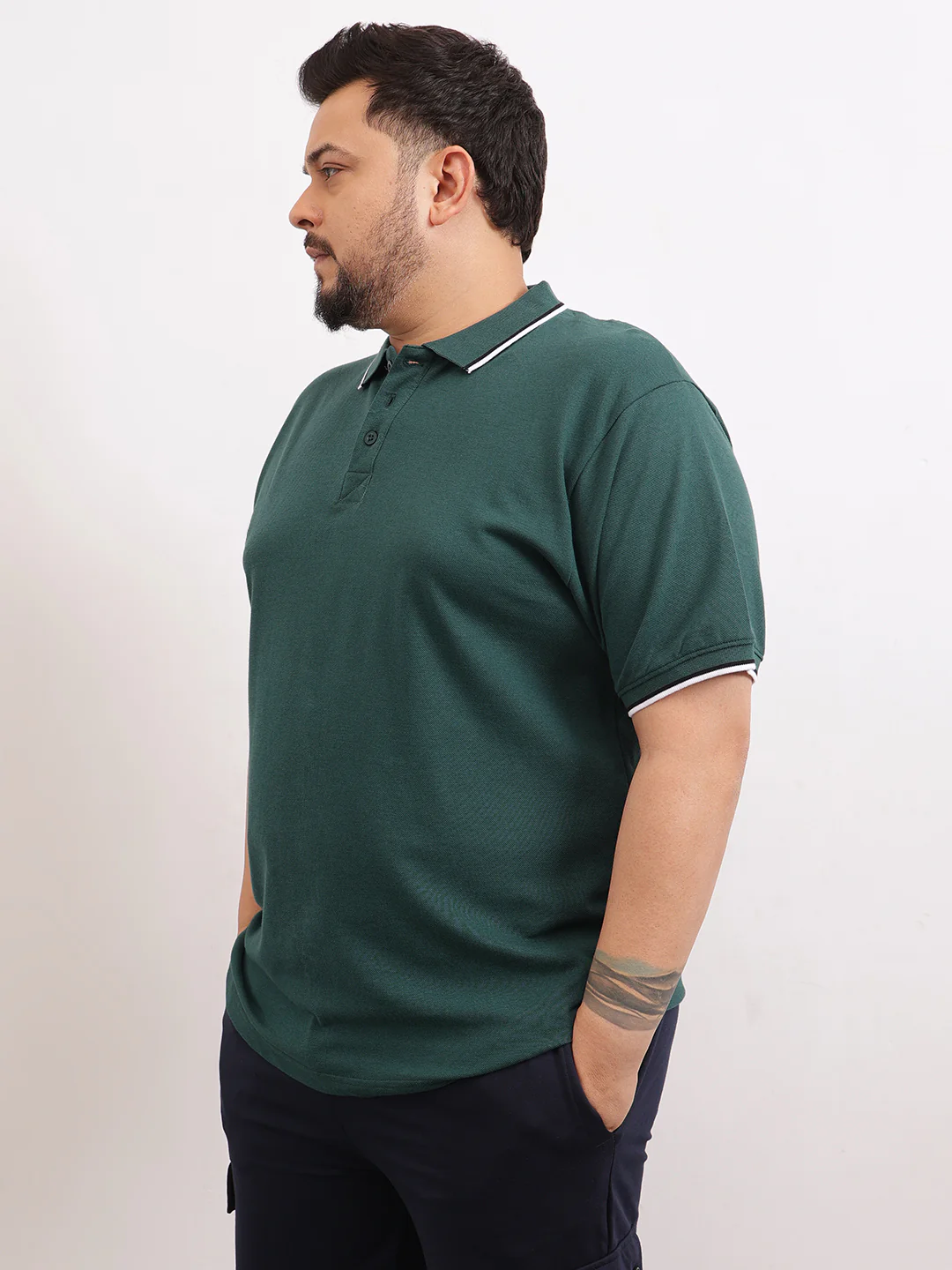 Cotton Tipping Plus size polo T-shirt - Image 23