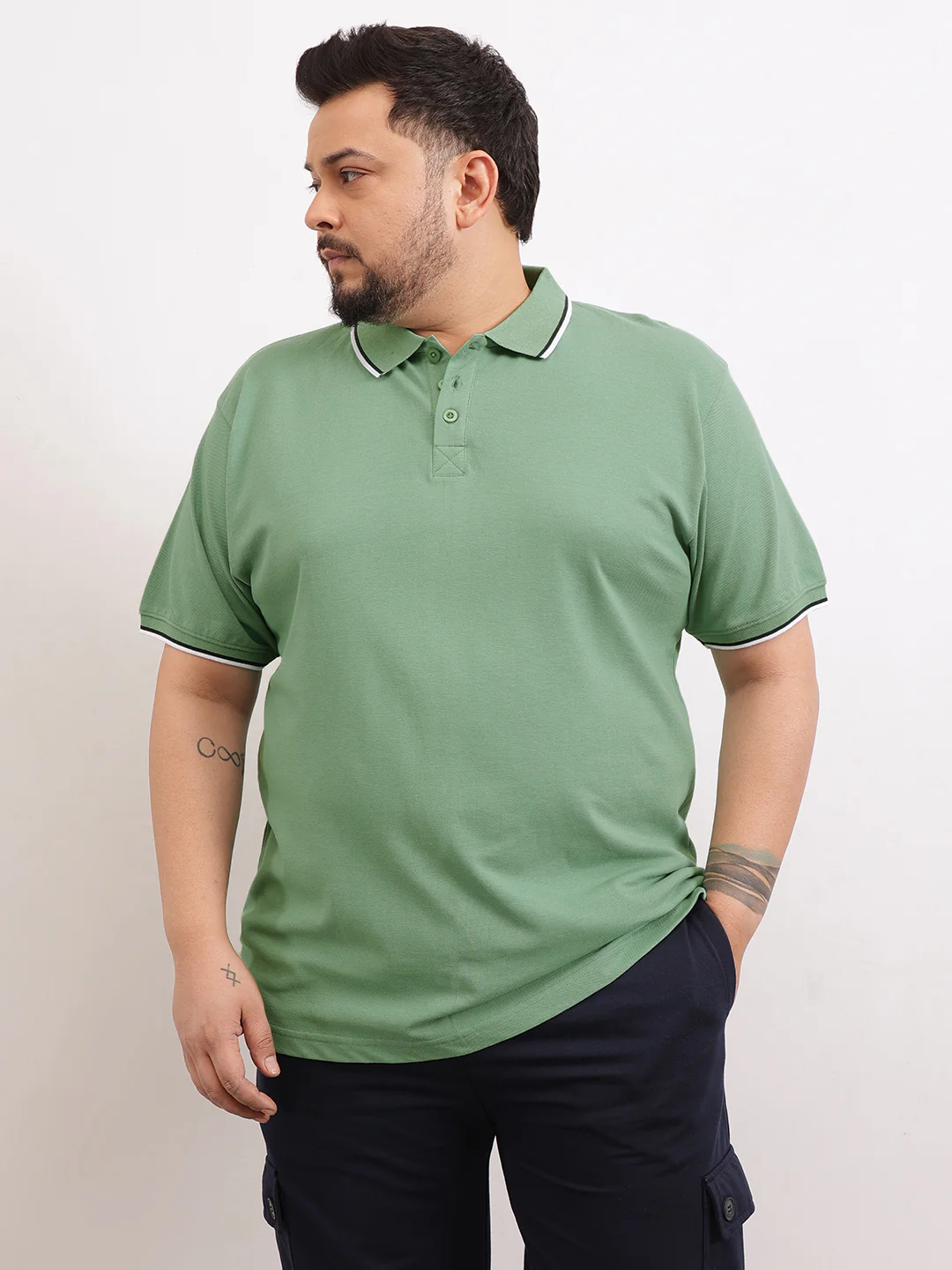Cotton Tipping Plus size polo T-shirt - Image 3