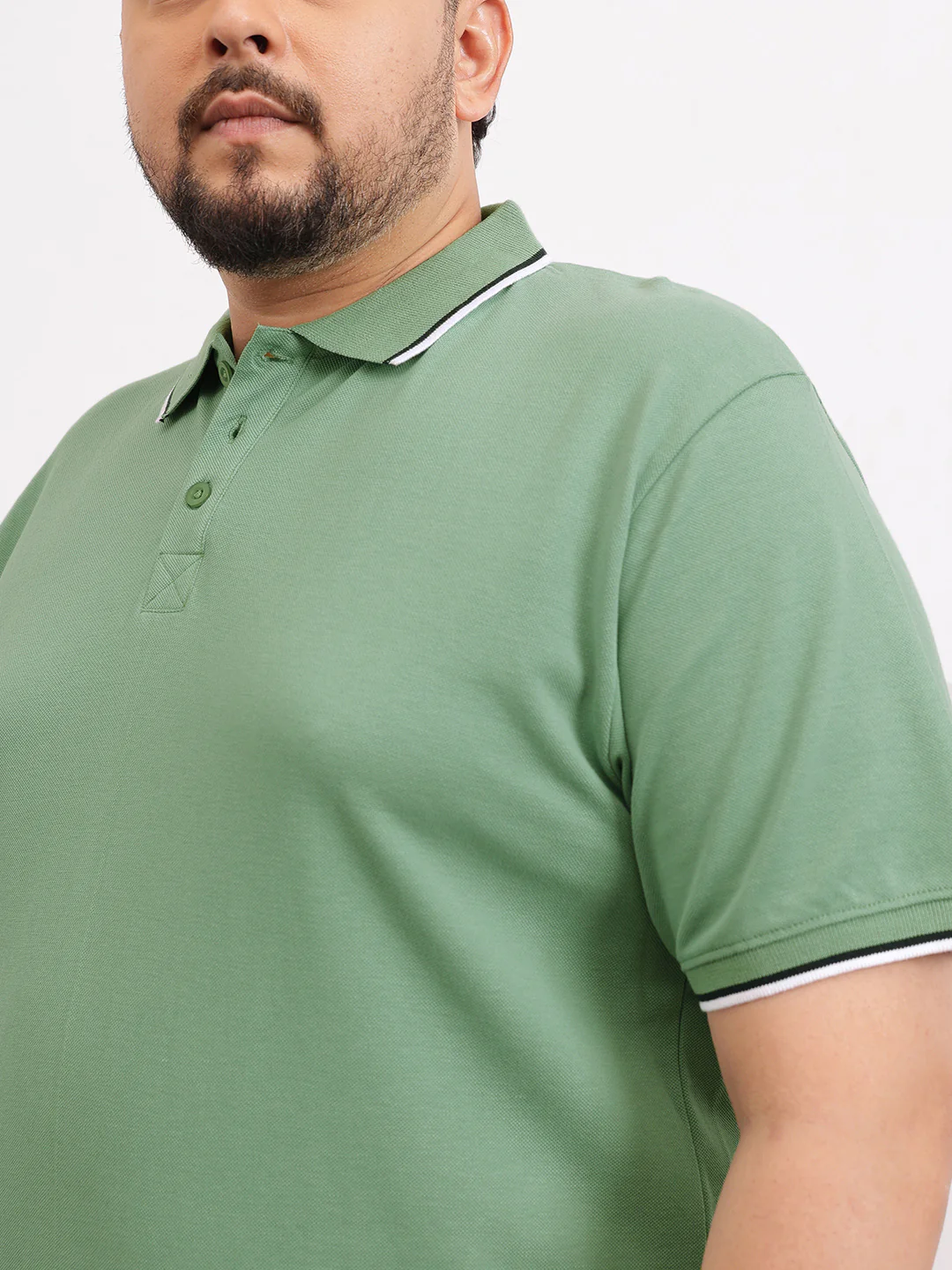 Cotton Tipping Plus size polo T-shirt - Image 4