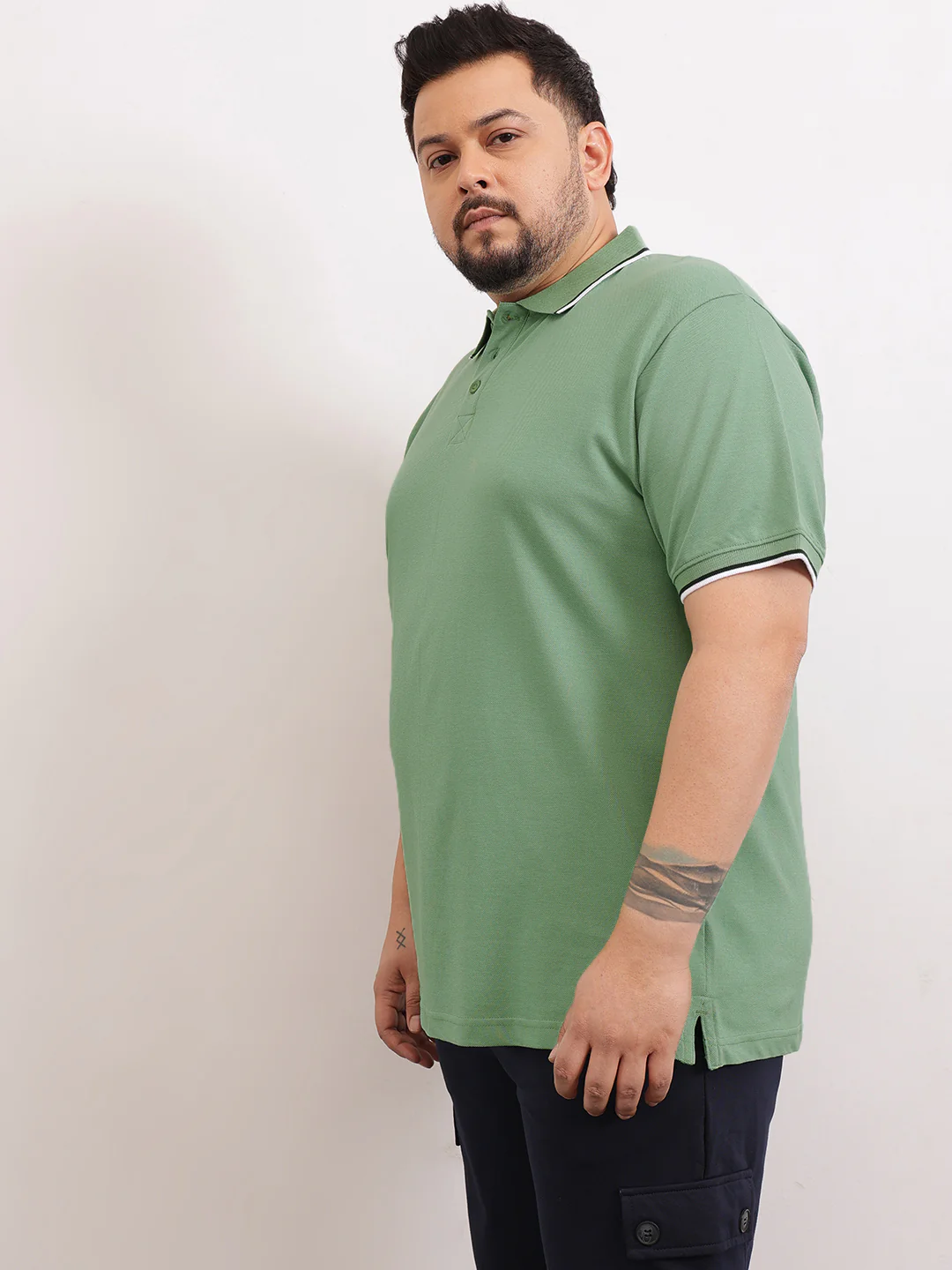 Cotton Tipping Plus size polo T-shirt - Image 6