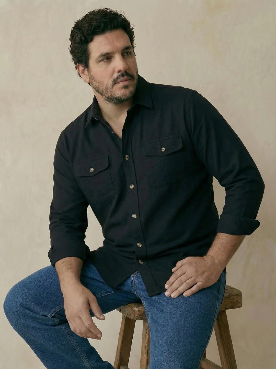 Double Pocket Poplin Solid Plus Size Shirt - Image 15
