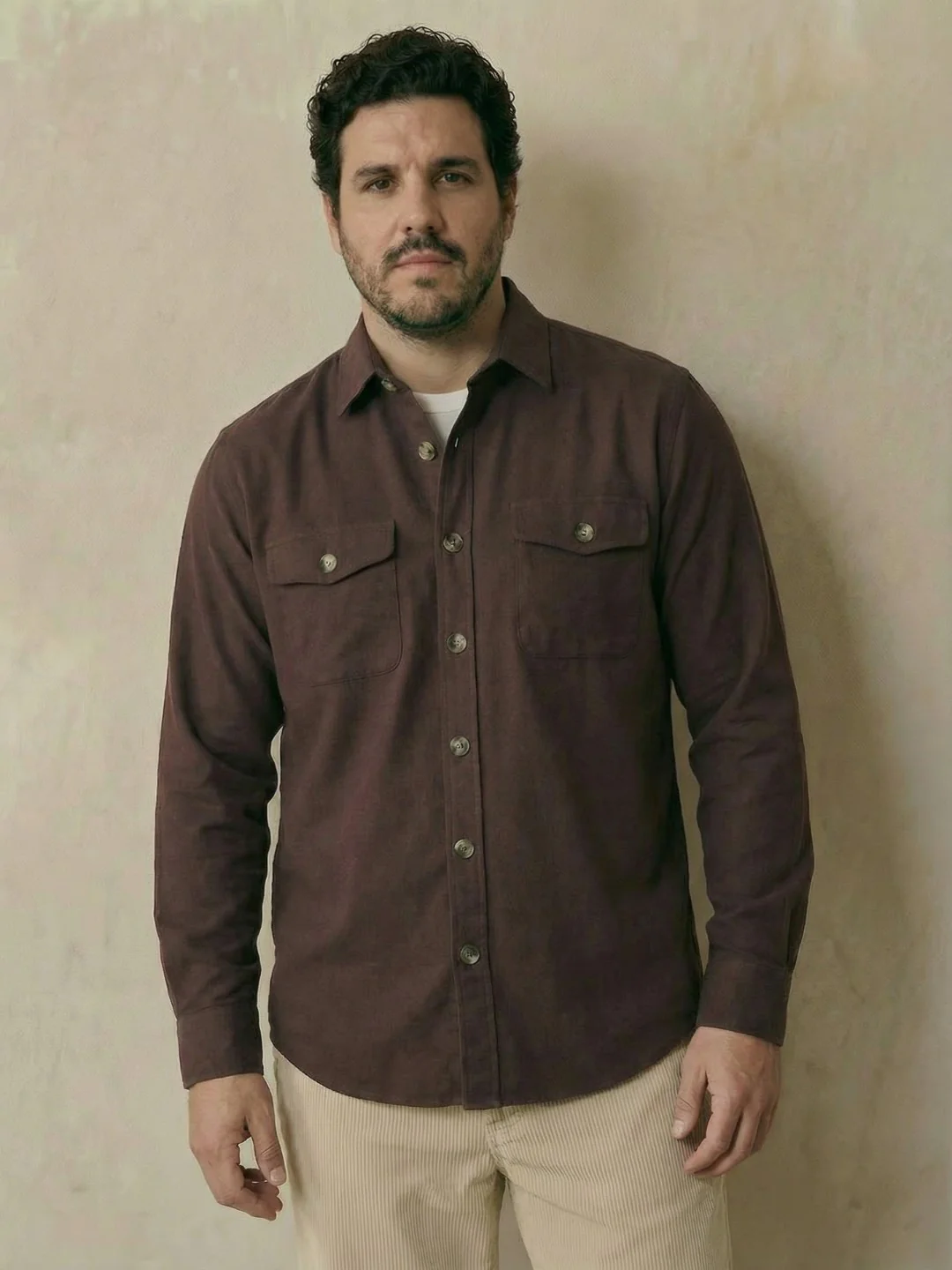 Double Pocket Poplin Solid Plus Size Shirt - Image 2
