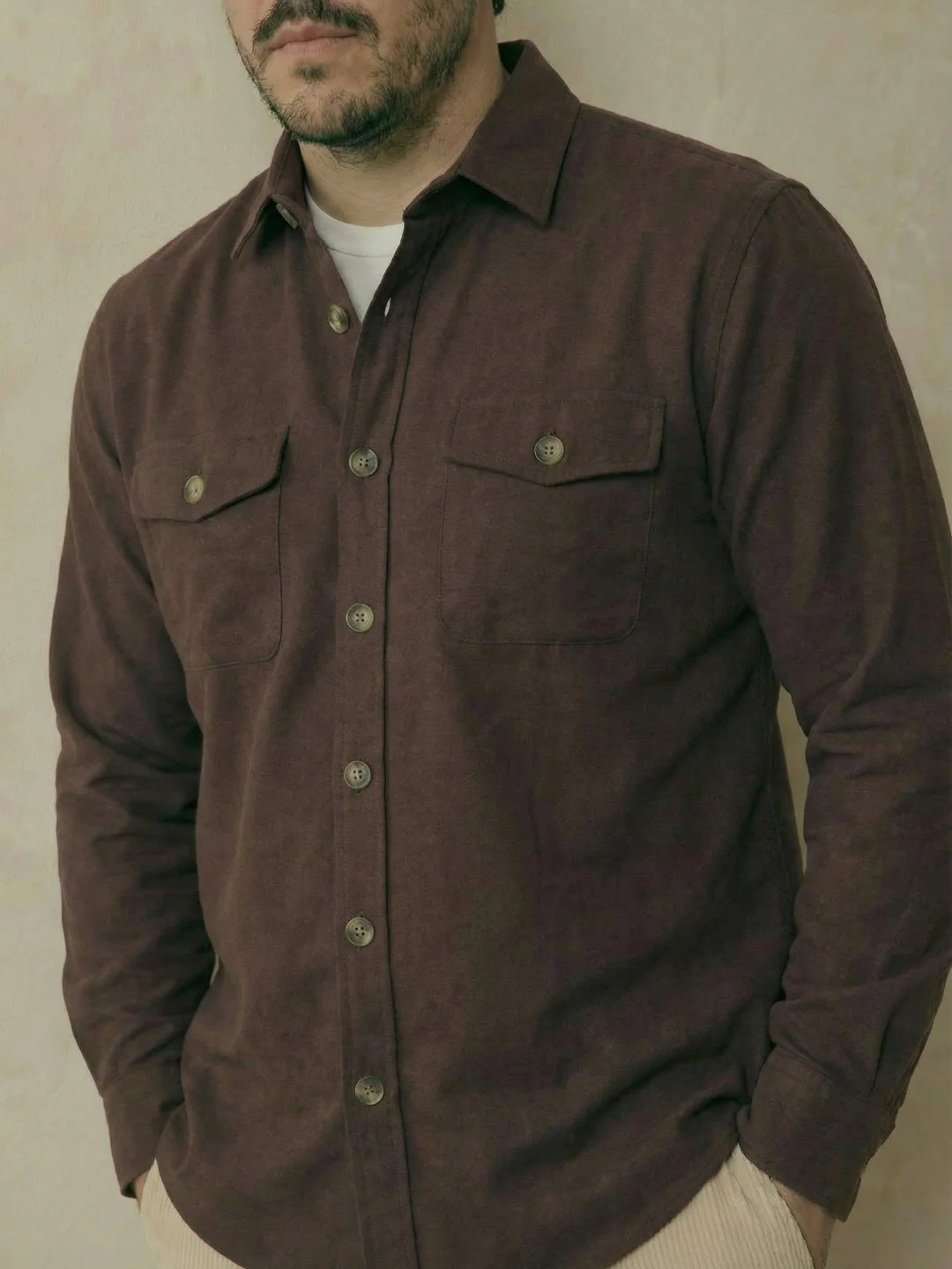 Double Pocket Poplin Solid Plus Size Shirt - Image 3