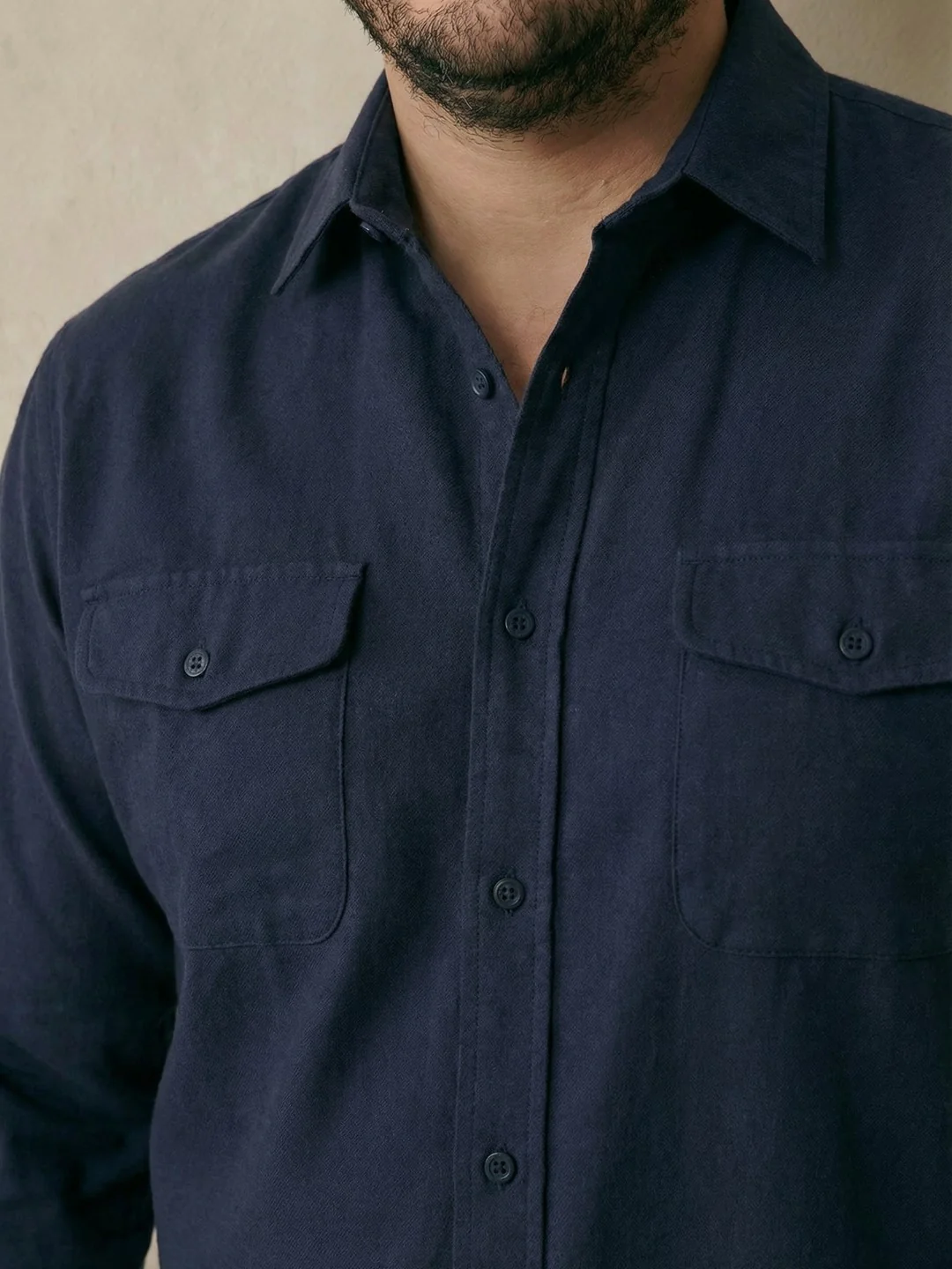 Double Pocket Poplin Solid Plus Size Shirt - Image 8