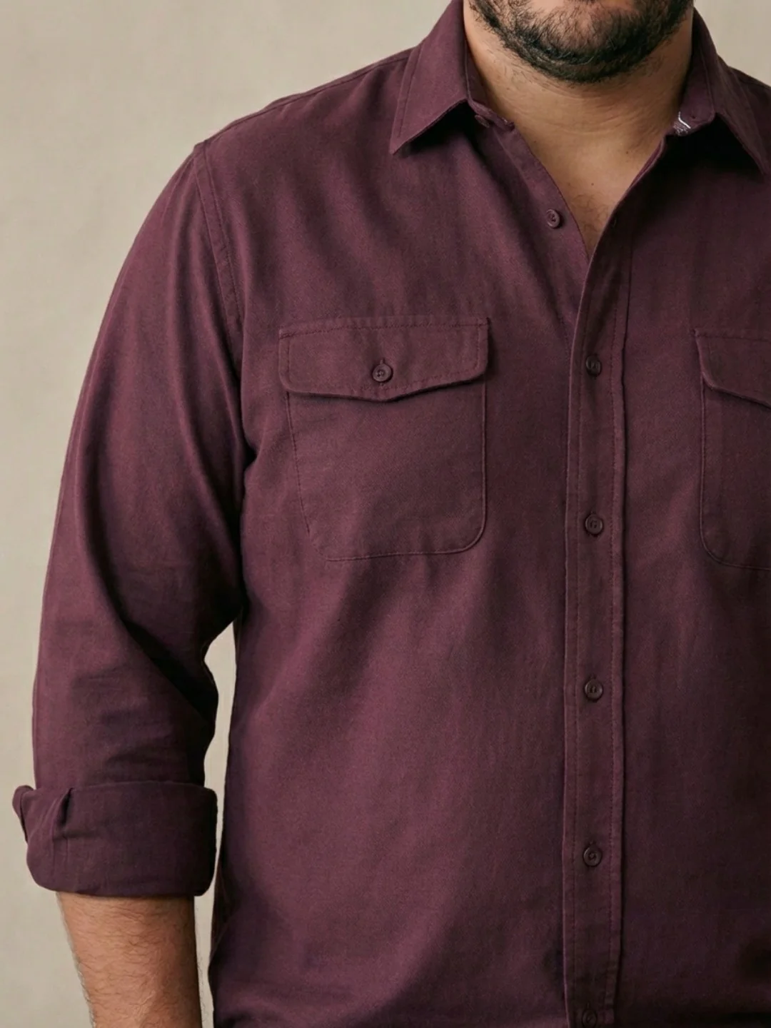 Double Pocket Poplin Solid Plus Size Shirt - Image 12