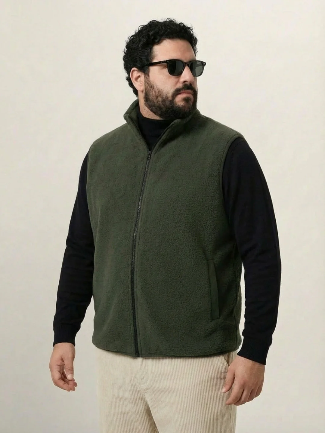 Fleece Half  Heavy Weight Plus size Zipper Jacket - Image 5