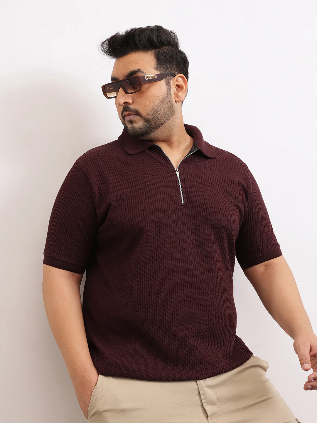 Interlock Zipper Knitted Polo T-shirt - Image 13