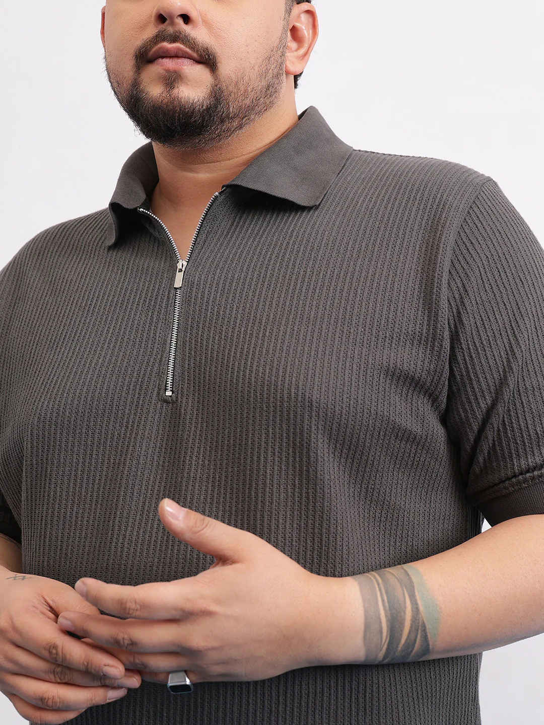 Interlock Zipper Knitted Polo T-shirt - Image 11