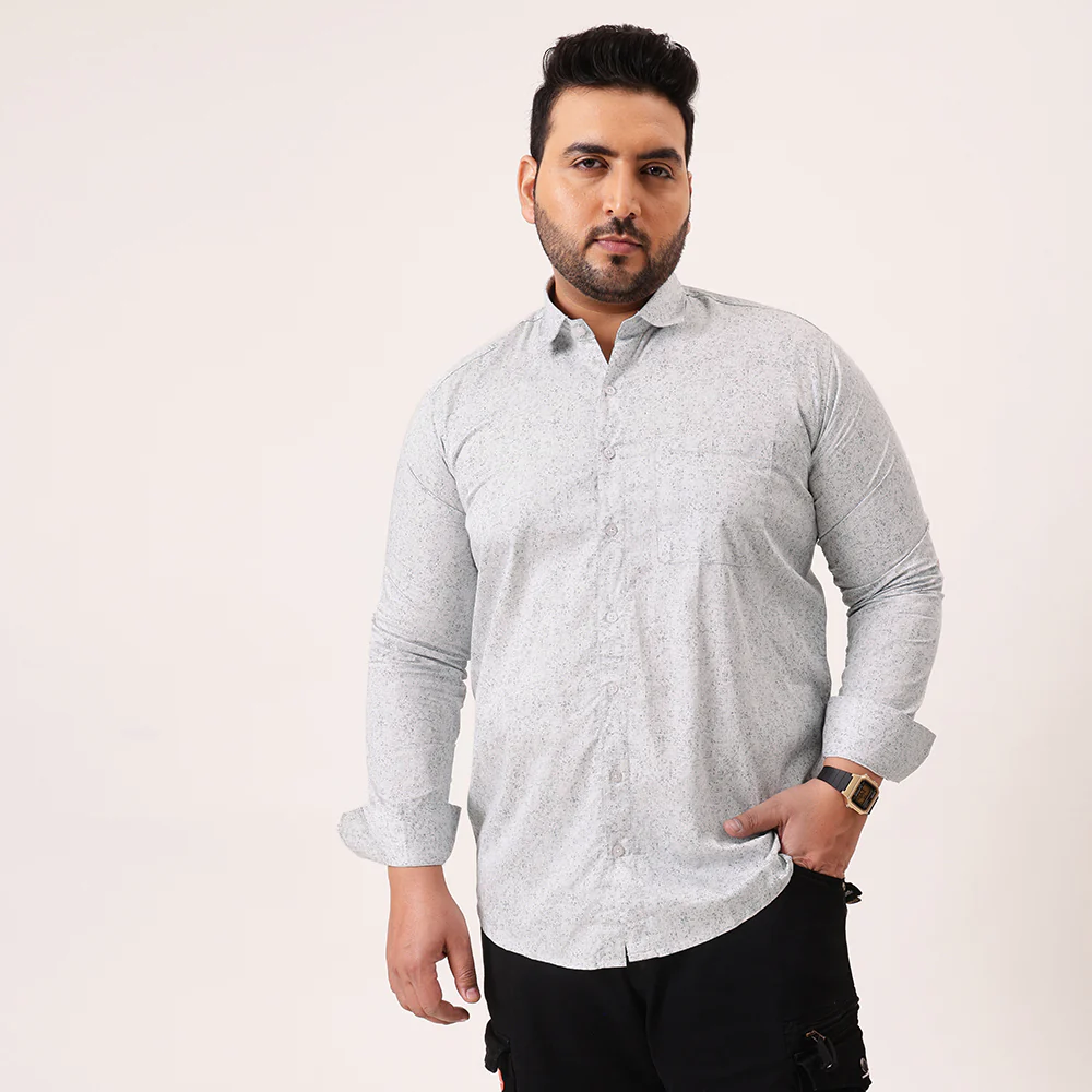 Light Grey Printed Plus Size Shirt