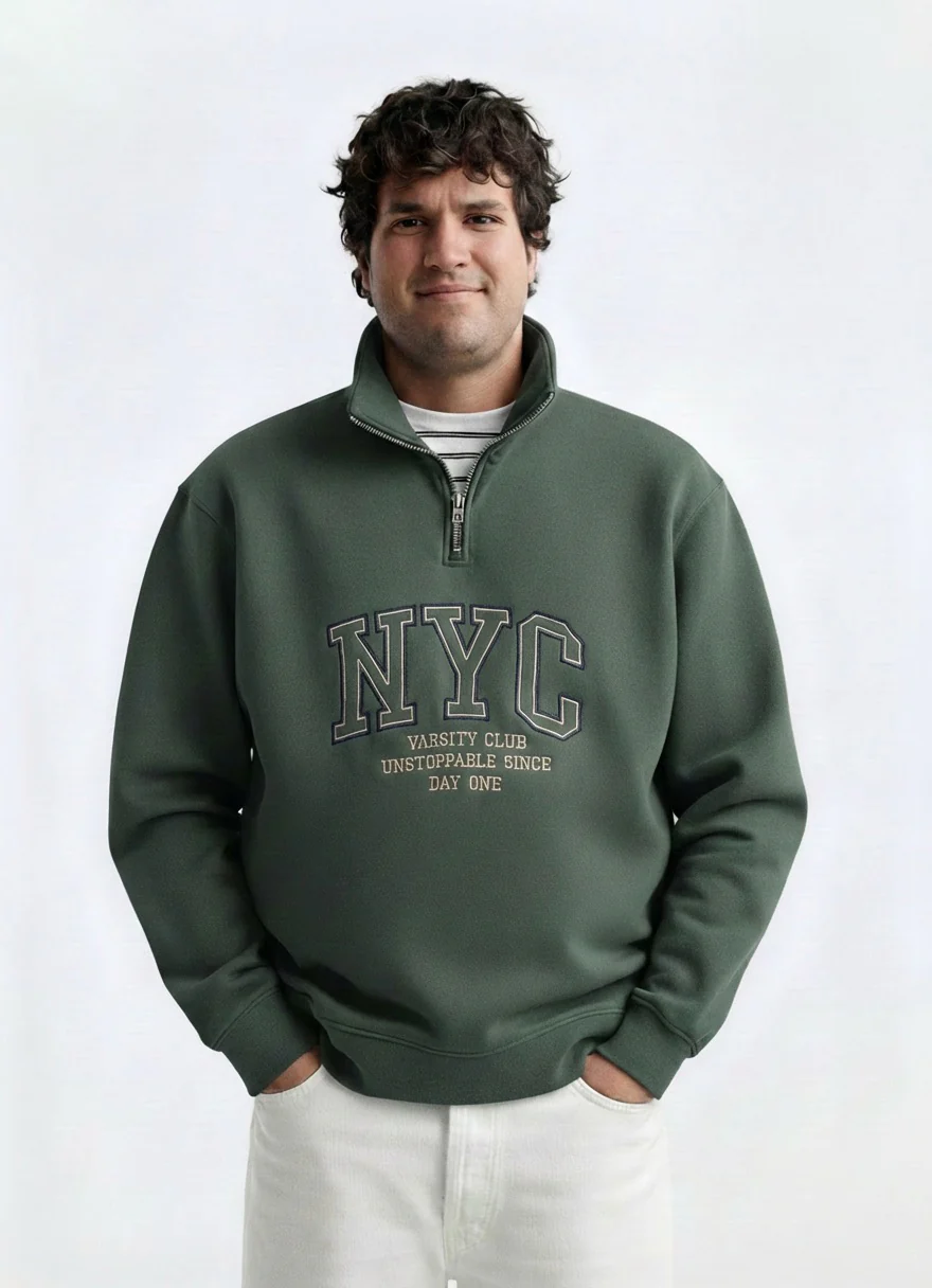 NYC Varsity Club Quarter Zip Plus Size Sweatshirt - Image 2