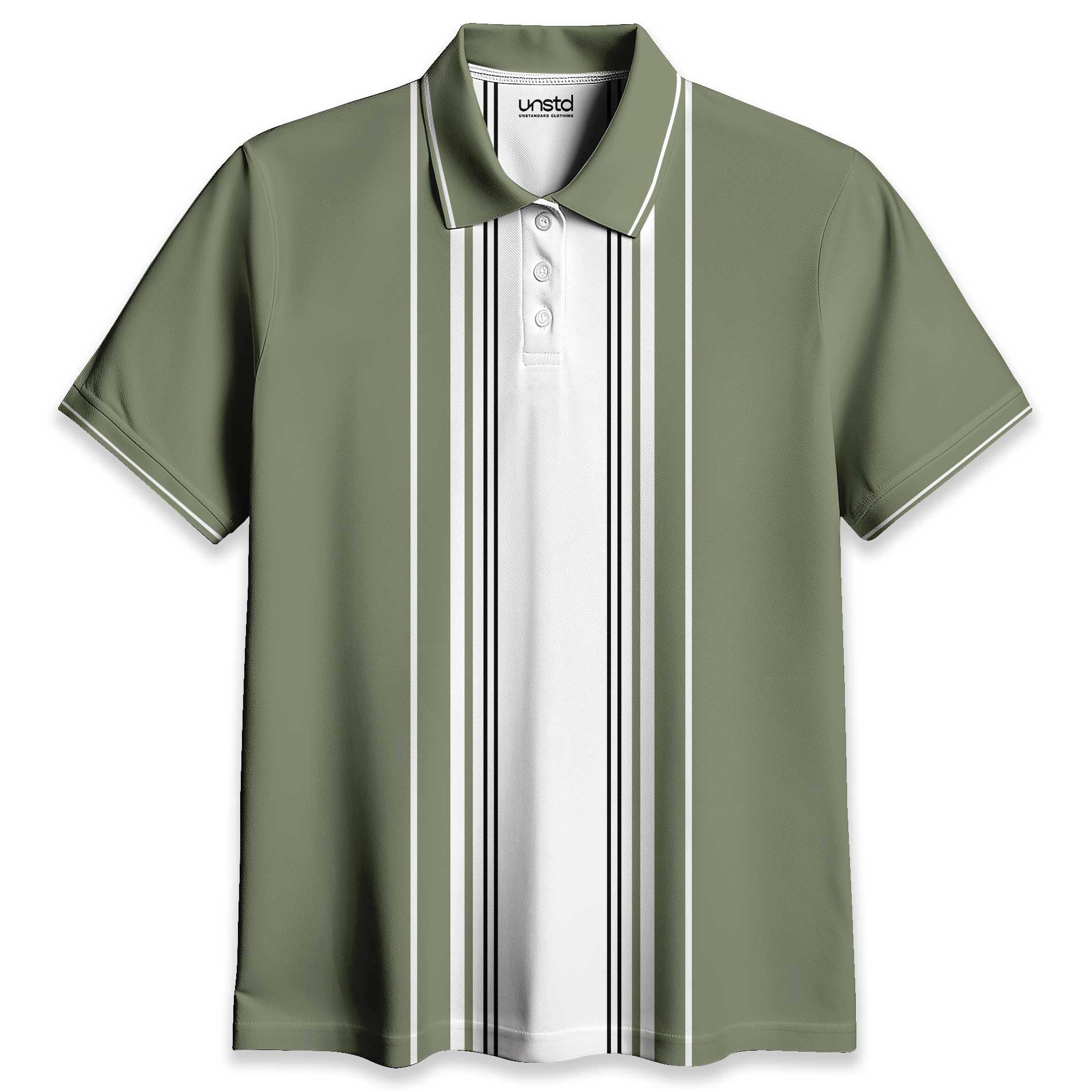 Olive Green White Polo