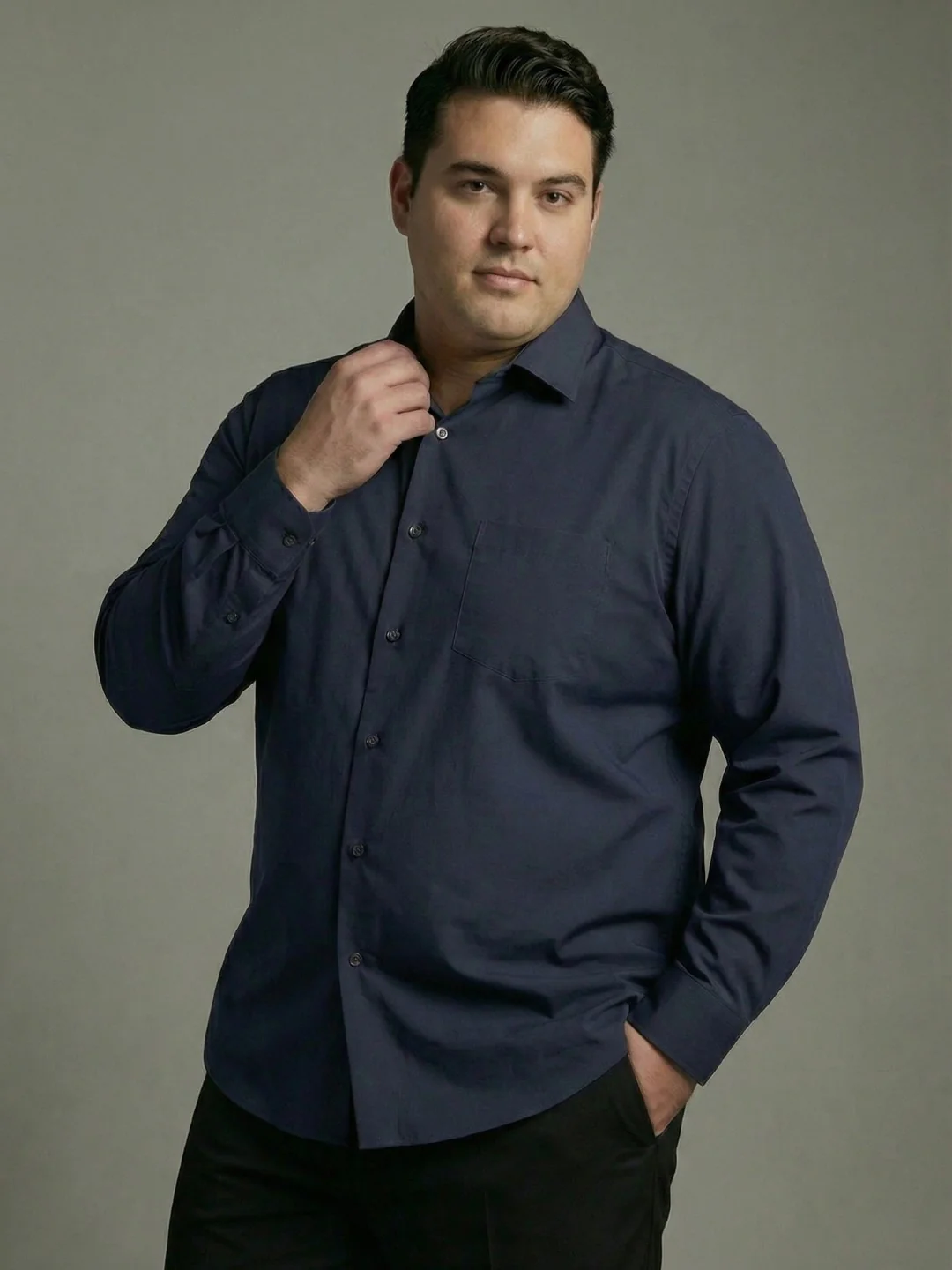 Premium Poplin Solid Plus Size Shirt - Image 2