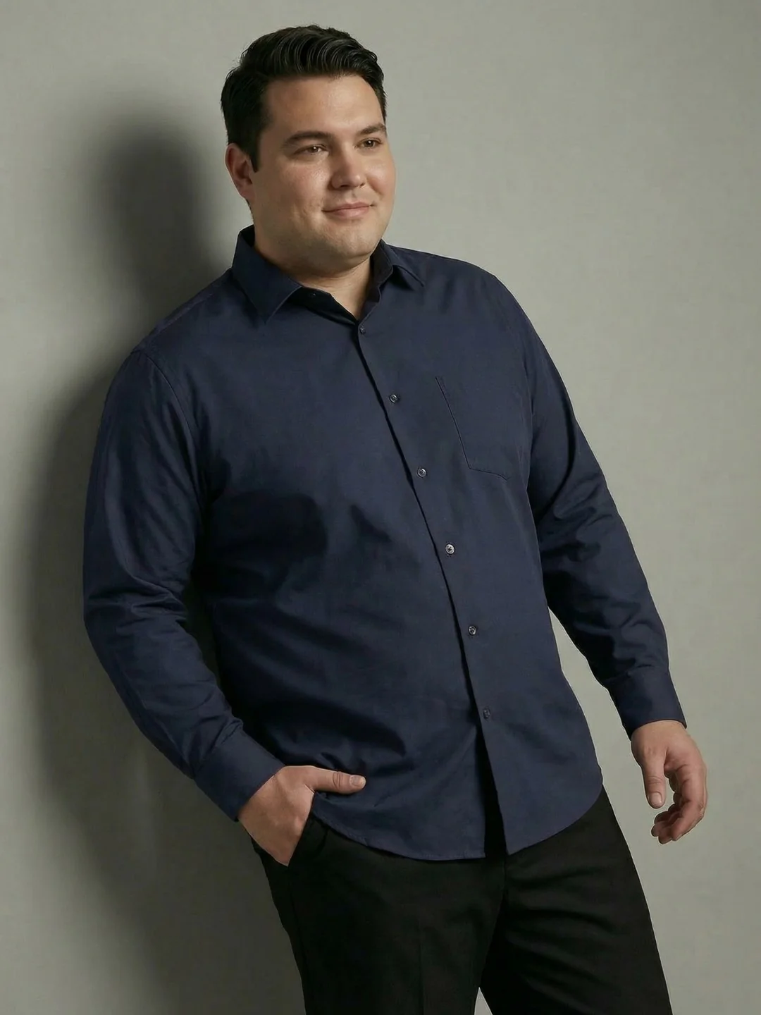 Premium Poplin Solid Plus Size Shirt - Image 4
