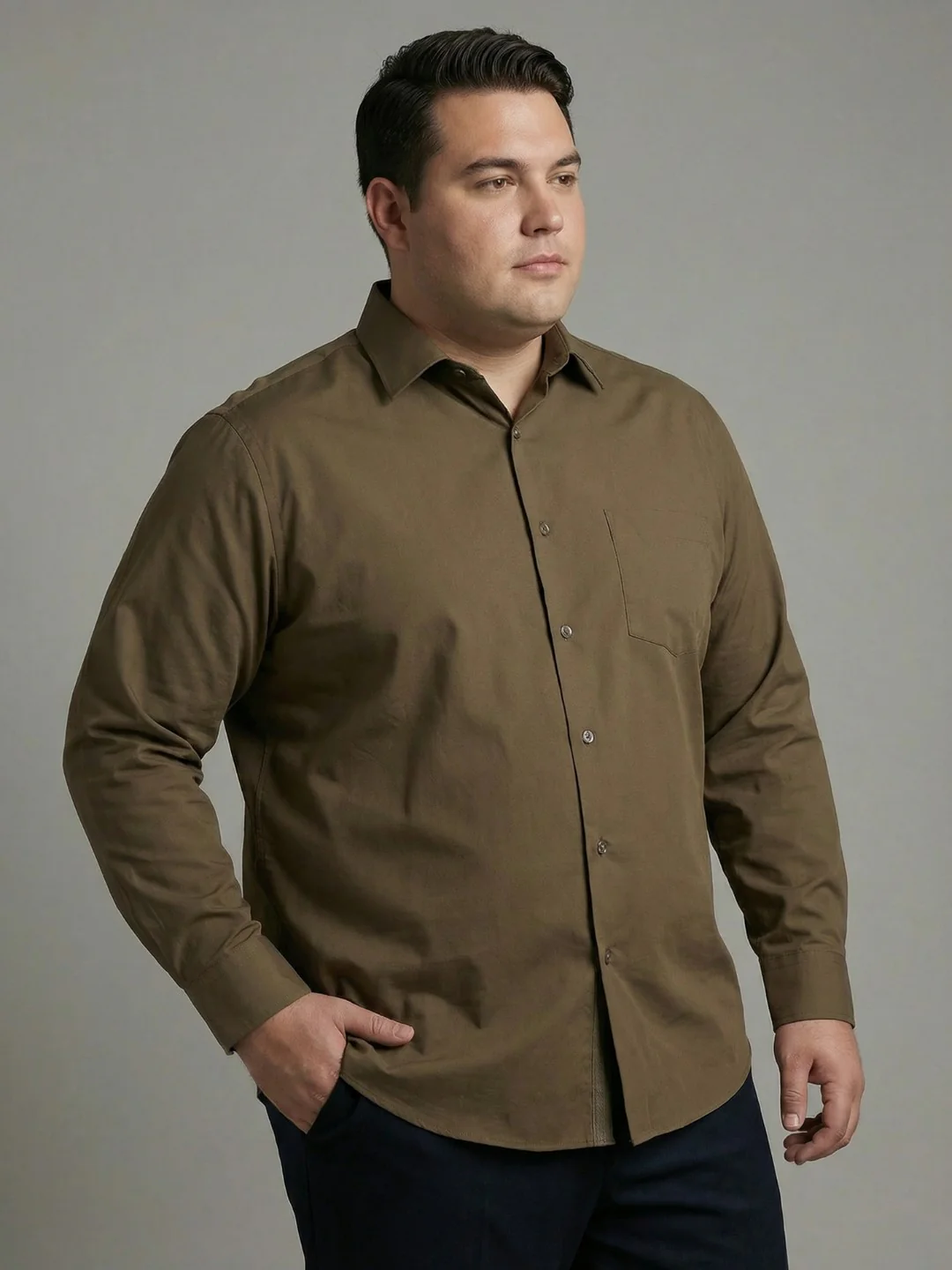 Premium Poplin Solid Plus Size Shirt - Image 9