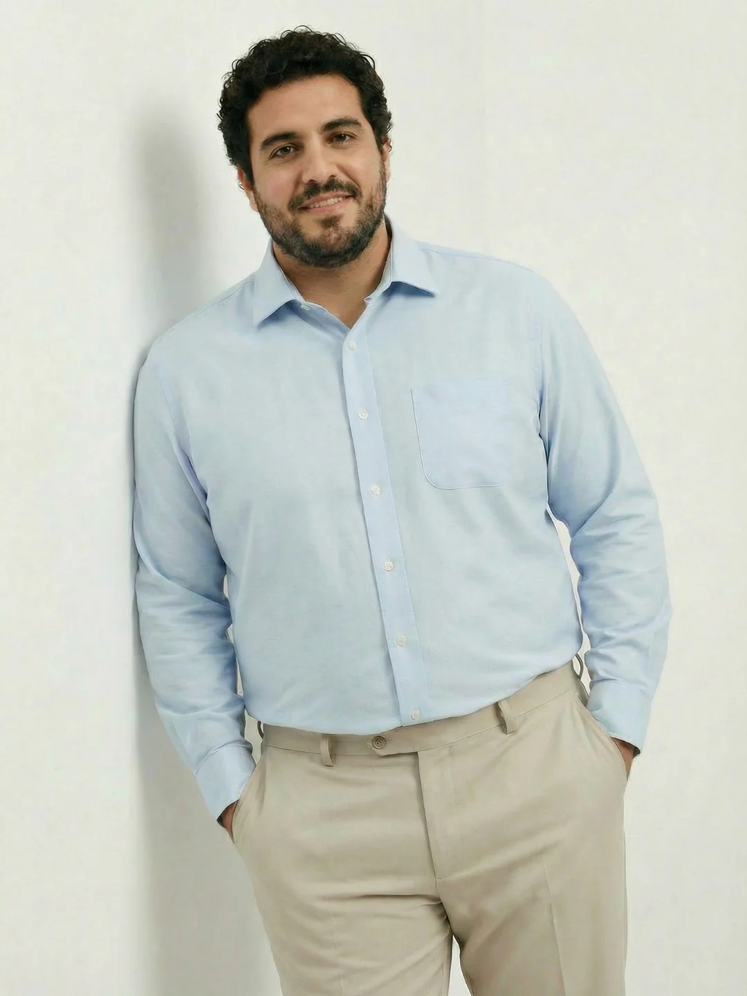Premium Stretch Oxford Solid Plus Size Shirt - Image 17
