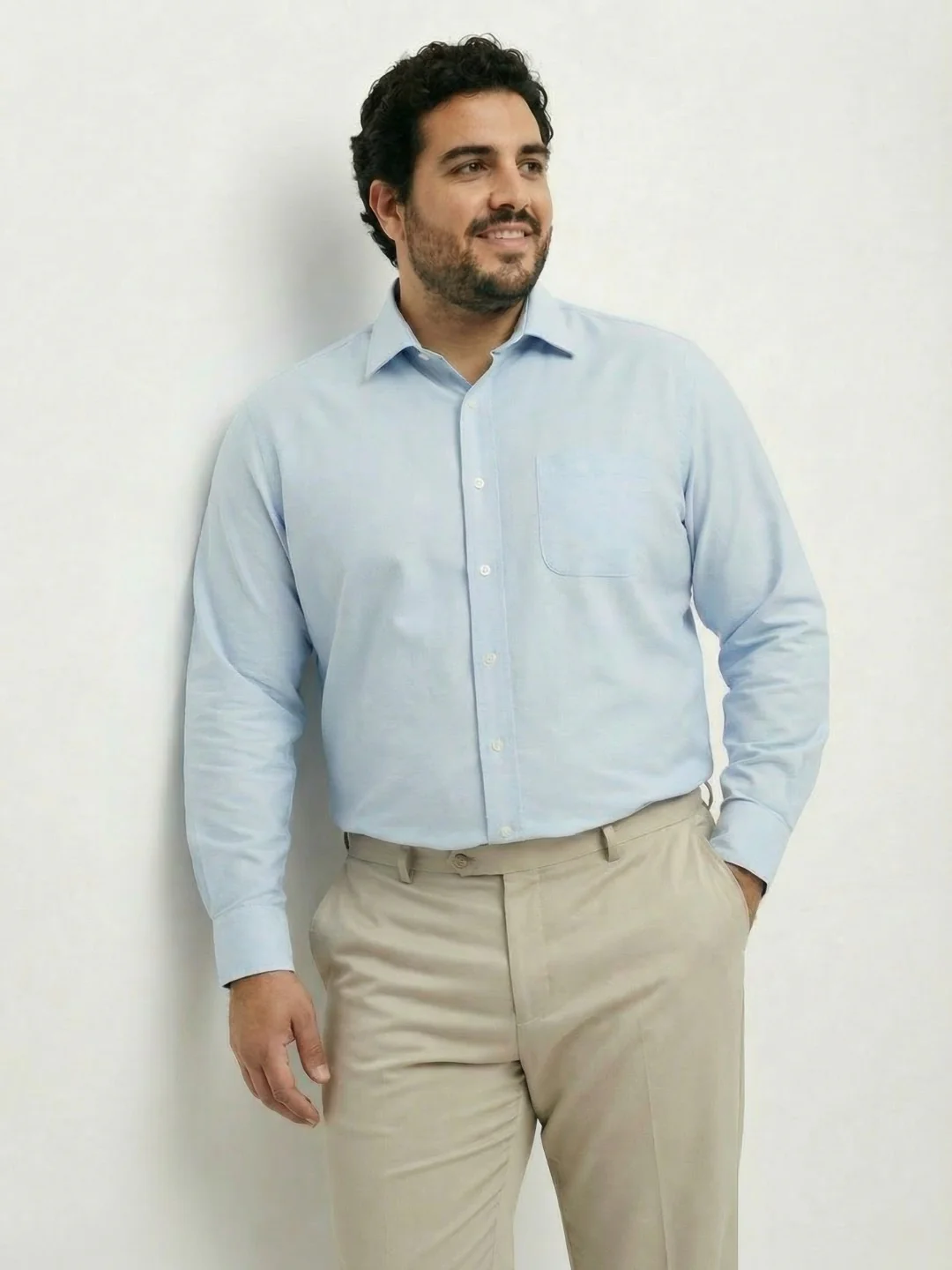 Premium Stretch Oxford Solid Plus Size Shirt - Image 19