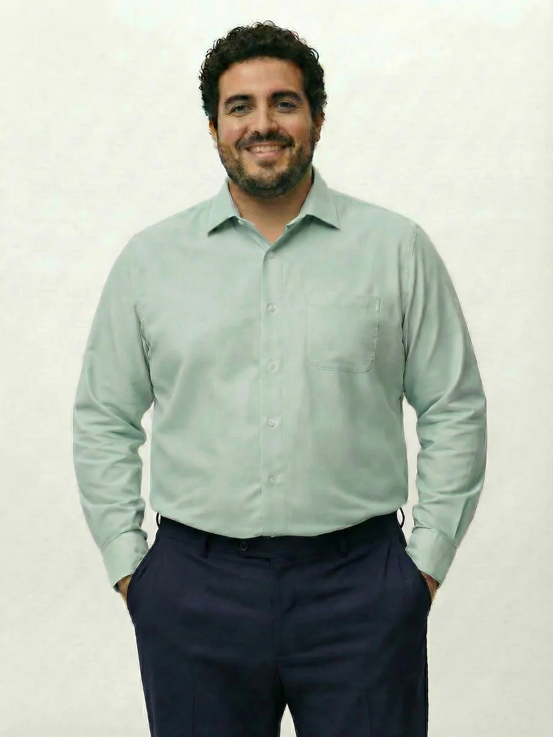 Premium Stretch Oxford Solid Plus Size Shirt - Image 2