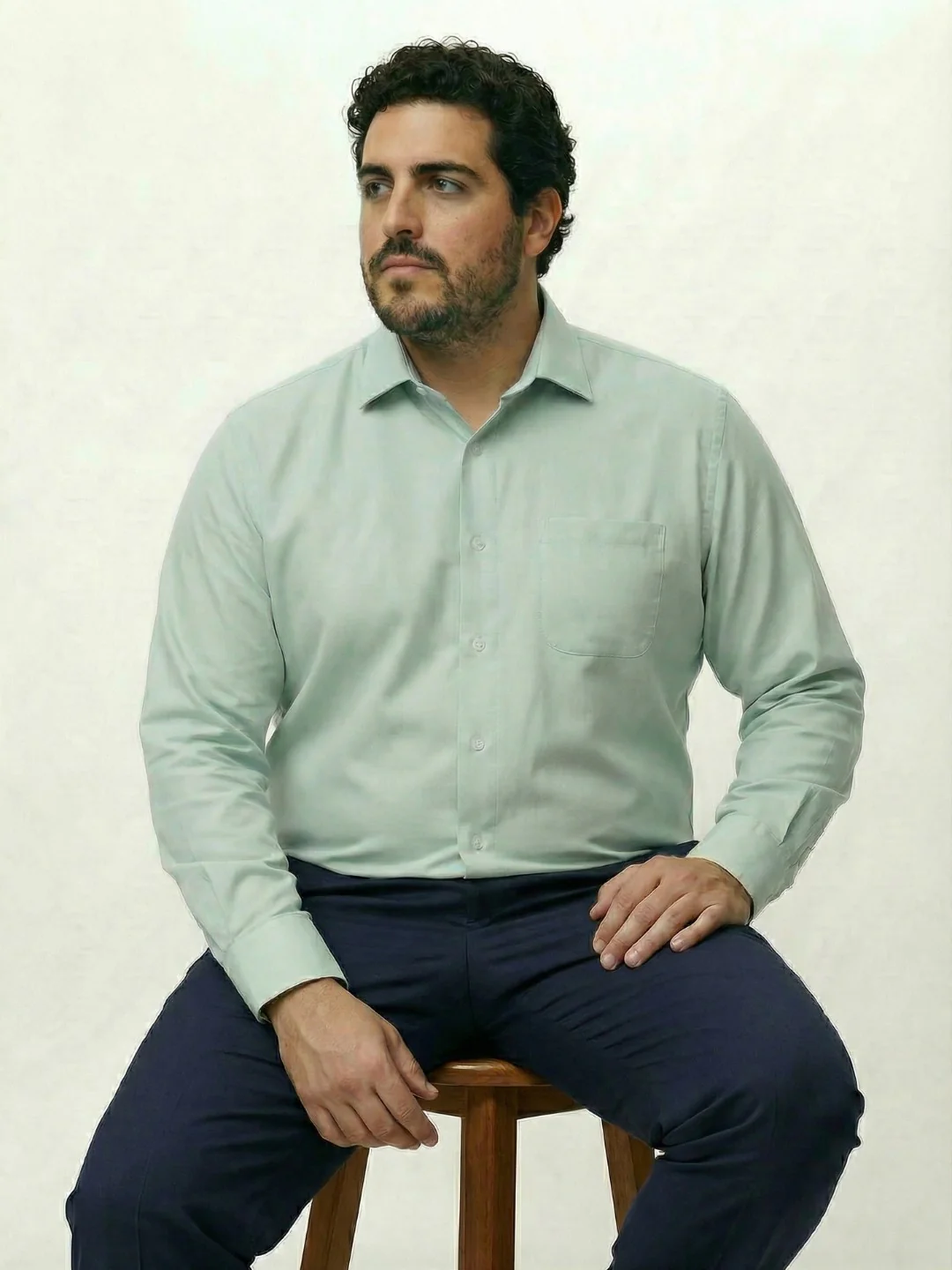 Premium Stretch Oxford Solid Plus Size Shirt - Image 4