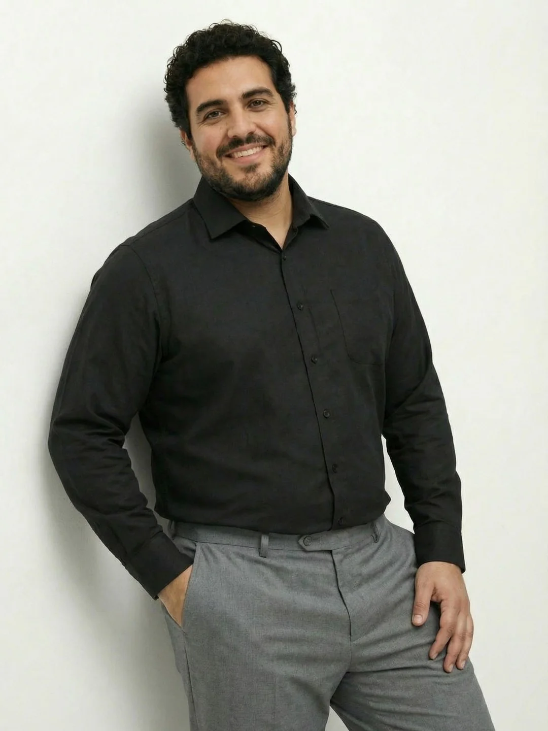 Premium Stretch Oxford Solid Plus Size Shirt - Image 7