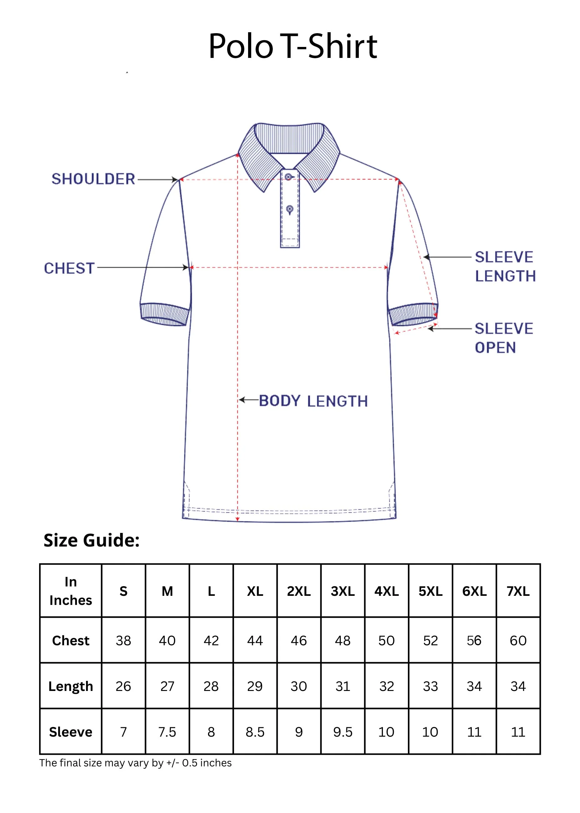 Royal Blue Triple Color Plus Size Polo T-shirt - Image 8