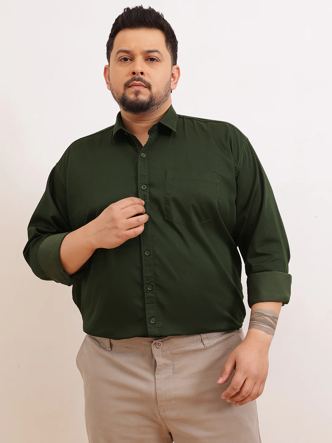 Solid Cotton Plus Size Shirt