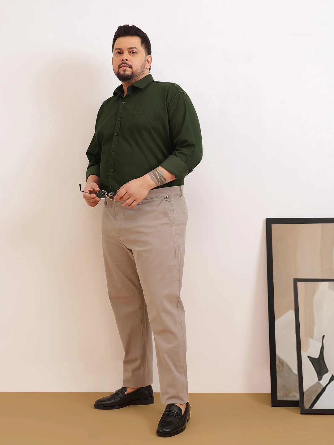 Solid Cotton Plus Size Shirt - Image 2
