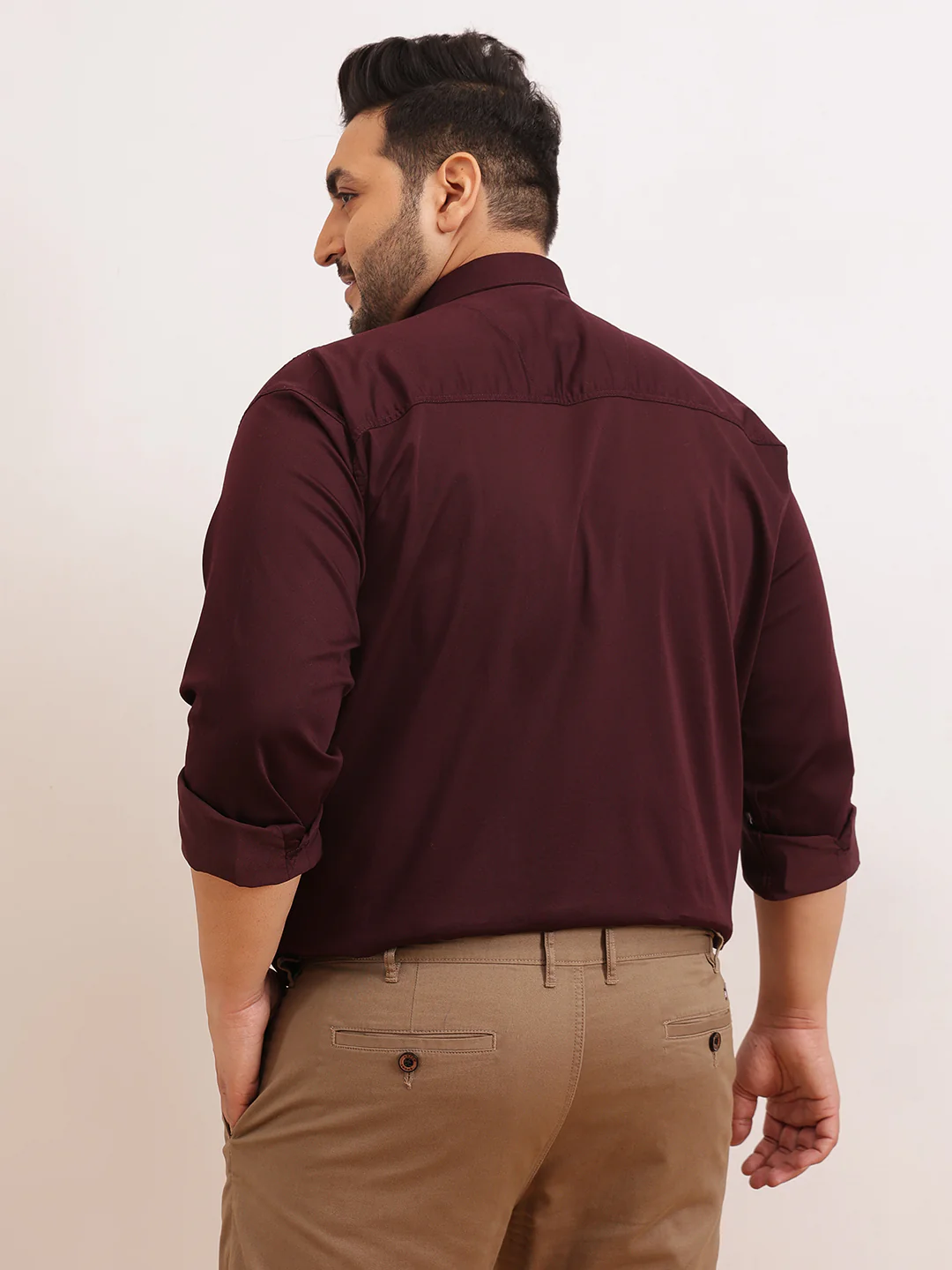 Solid Cotton Plus Size Shirt - Image 22