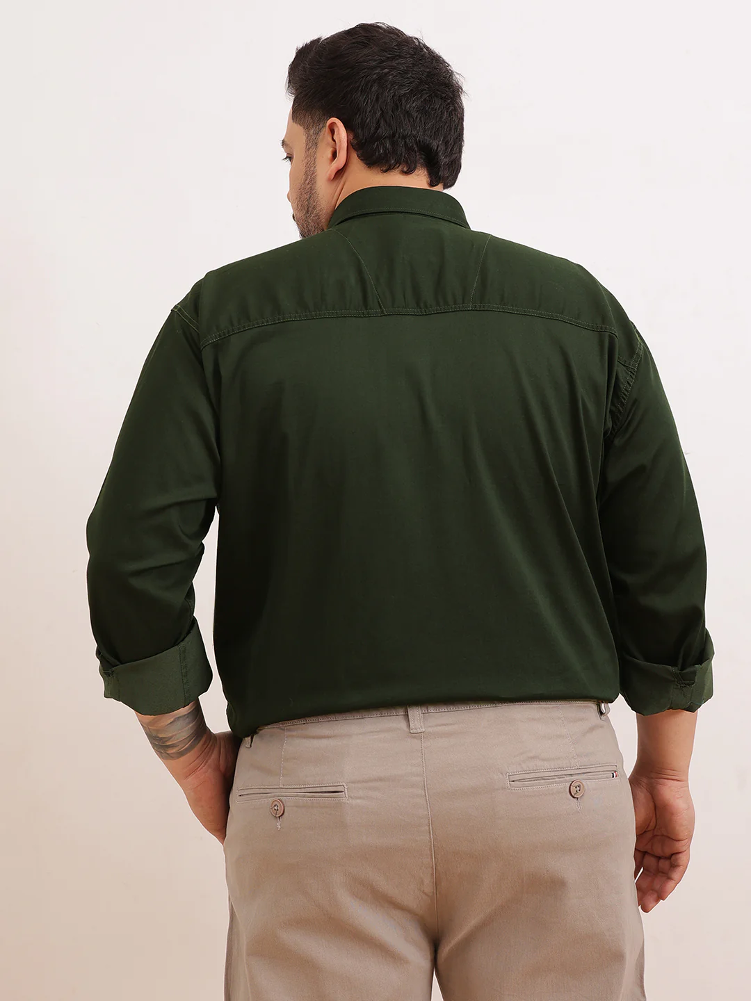 Solid Cotton Plus Size Shirt - Image 5