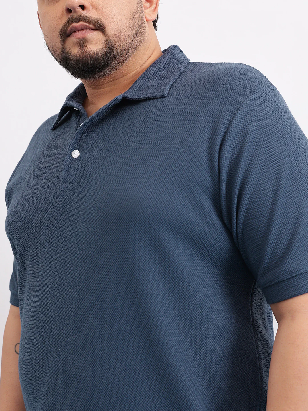 Wave Knit Textured  Plus Size Polo - Image 8