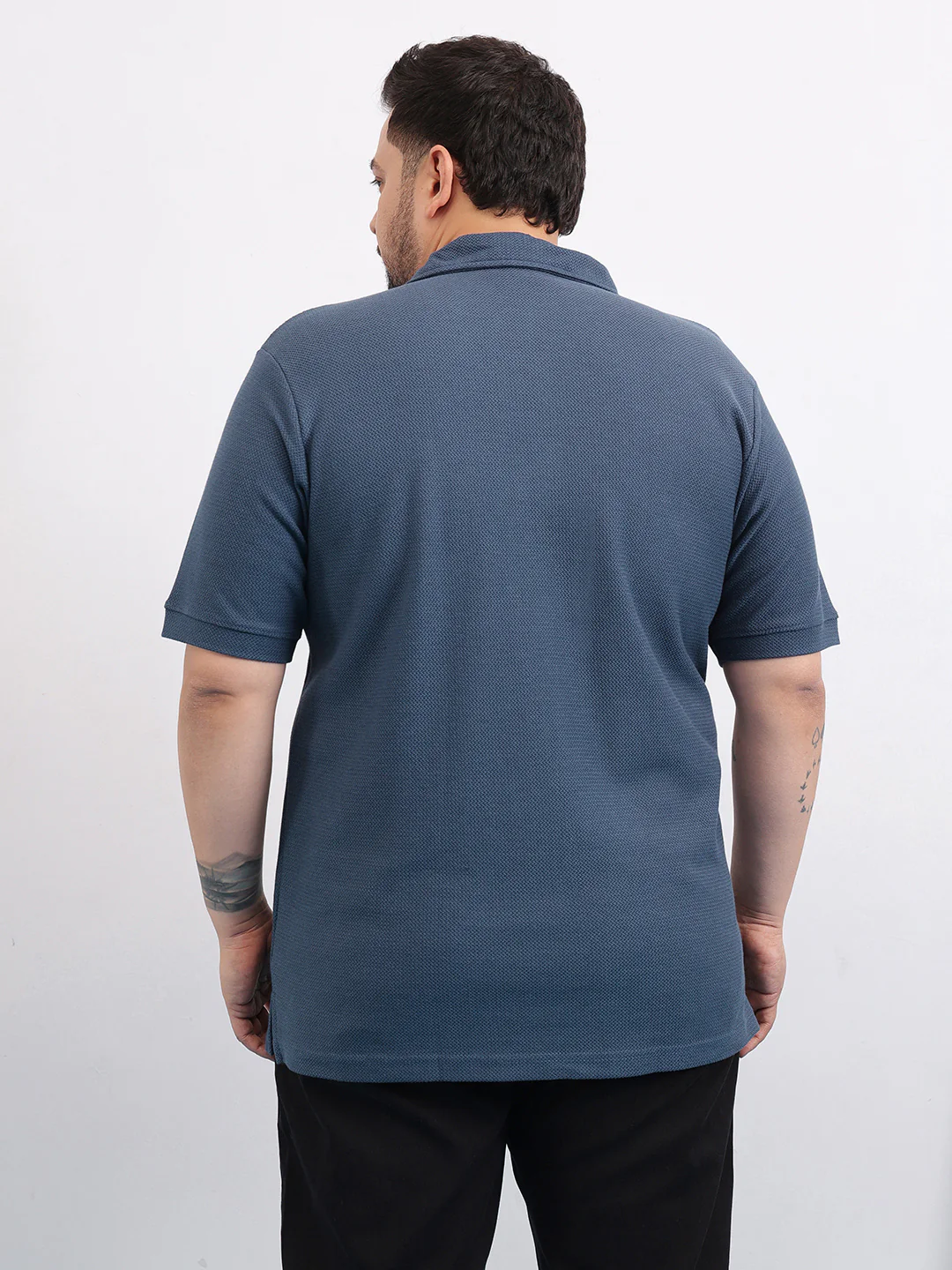 Wave Knit Textured  Plus Size Polo - Image 9