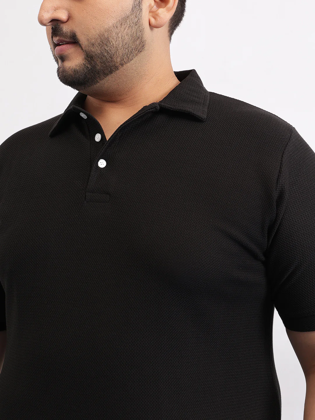 Wave Knit Textured  Plus Size Polo - Image 3