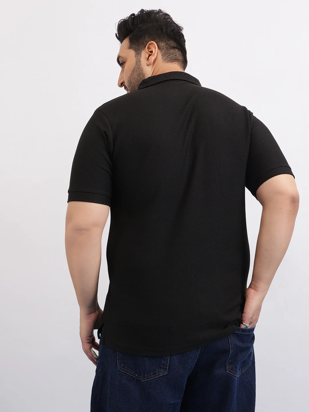 Wave Knit Textured  Plus Size Polo - Image 5