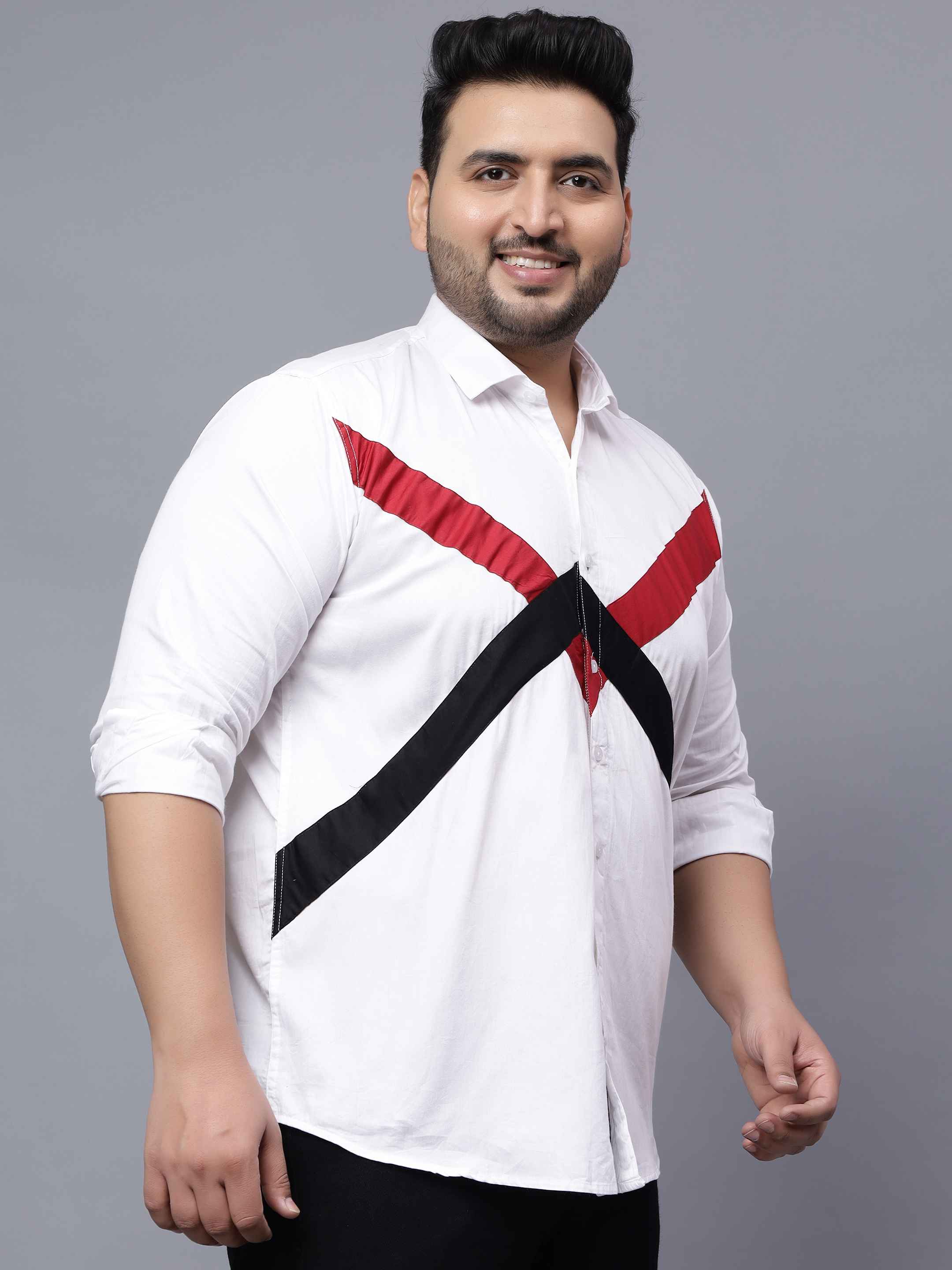 White Black Red Cut n Sew Plus Size Shirt